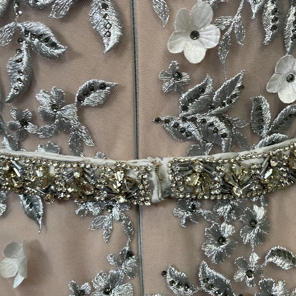 MONTAGE by Mon Cheri - Silver/Nude Embroidered Lace & Tulle Gown - Picture 6 of 16